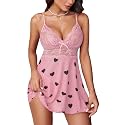 Avidlove Lingerie for Women Lace Babydoll Chemise Sheer Mesh Nightgown