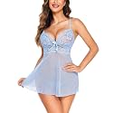 Avidlove Lingerie for Women Lace Babydoll Chemise Sheer Mesh Nightgown