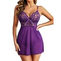 Avidlove Lingerie for Women Lace Babydoll Chemise Sheer Mesh Nightgown