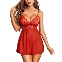 Avidlove Lingerie for Women Lace Babydoll Chemise Sheer Mesh Nightgown