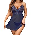 Avidlove Lingerie for Women Lace Babydoll Chemise Sheer Mesh Nightgown