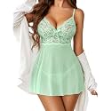 Avidlove Lingerie for Women Lace Babydoll Chemise Sheer Mesh Nightgown