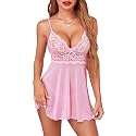 Avidlove Lingerie for Women Lace Babydoll Chemise Sheer Mesh Nightgown