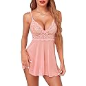 Avidlove Lingerie for Women Lace Babydoll Chemise Sheer Mesh Nightgown