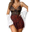 Avidlove Lingerie for Women Lace Babydoll Chemise Sheer Mesh Nightgown