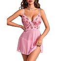 Avidlove Lingerie for Women Lace Babydoll Chemise Sheer Mesh Nightgown