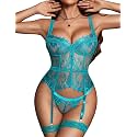 Avidlove Lingerie for Women Lace Corset and Panty Garter Lingerie Sets