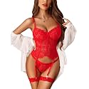 Avidlove Lingerie for Women Lace Corset and Panty Garter Lingerie Sets