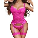 Avidlove Lingerie for Women Lace Corset and Panty Garter Lingerie Sets