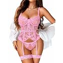 Avidlove Lingerie for Women Lace Corset and Panty Garter Lingerie Sets