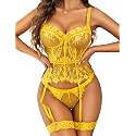 Avidlove Lingerie for Women Lace Corset and Panty Garter Lingerie Sets