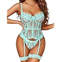 Avidlove Lingerie for Women Lace Corset and Panty Garter Lingerie Sets