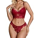Avidlove Lingerie for Women Lace Push Up Underwear V Neck Bra and Panty Set