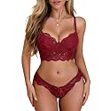 Avidlove Lingerie for Women Lace Push Up Underwear V Neck Bra and Panty Set