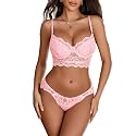 Avidlove Lingerie for Women Lace Push Up Underwear V Neck Bra and Panty Set