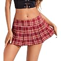 Avidlove Pleated Mini Skirt Low Rise Y2K Plaid Schoolgirl Skirts for Women