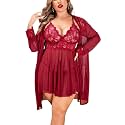 Avidlove Plus Size Lingerie Sexy Lingerie Set Women's Exotic Nightgowns Lace Chemise Lingerie Side Slit Nightdress