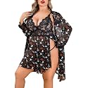 Avidlove Plus Size Lingerie Sexy Lingerie Set Women's Exotic Nightgowns Lace Chemise Lingerie Side Slit Nightdress