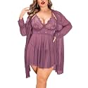 Avidlove Plus Size Lingerie Sexy Lingerie Set Women's Exotic Nightgowns Lace Chemise Lingerie Side Slit Nightdress