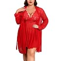 Avidlove Plus Size Lingerie Sexy Lingerie Set Women's Exotic Nightgowns Lace Chemise Lingerie Side Slit Nightdress