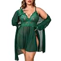 Avidlove Plus Size Lingerie Sexy Lingerie Set Women's Exotic Nightgowns Lace Chemise Lingerie Side Slit Nightdress
