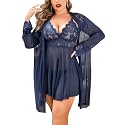 Avidlove Plus Size Lingerie Sexy Lingerie Set Women's Exotic Nightgowns Lace Chemise Lingerie Side Slit Nightdress