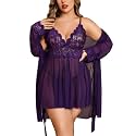 Avidlove Plus Size Lingerie Sexy Lingerie Set Women's Exotic Nightgowns Lace Chemise Lingerie Side Slit Nightdress