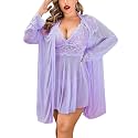 Avidlove Plus Size Lingerie Sexy Lingerie Set Women's Exotic Nightgowns Lace Chemise Lingerie Side Slit Nightdress