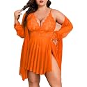 Avidlove Plus Size Lingerie Sexy Lingerie Set Women's Exotic Nightgowns Lace Chemise Lingerie Side Slit Nightdress