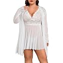 Avidlove Plus Size Lingerie Sexy Lingerie Set Women's Exotic Nightgowns Lace Chemise Lingerie Side Slit Nightdress