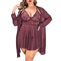 Avidlove Plus Size Lingerie Sexy Lingerie Set Women's Exotic Nightgowns Lace Chemise Lingerie Side Slit Nightdress