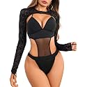 Avidlove Rave Outfits for Women Festival Sexy Lingerie Bodysuit 2 Piece