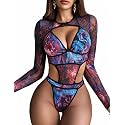 Avidlove Rave Outfits for Women Festival Sexy Lingerie Bodysuit 2 Piece