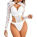 Avidlove Rave Outfits for Women Festival Sexy Lingerie Bodysuit 2 Piece