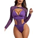 Avidlove Rave Outfits for Women Festival Sexy Lingerie Bodysuit 2 Piece