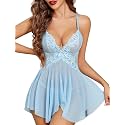 Avidlove Sexy Lingerie for Women V-Neck Lace Babydoll Mesh Chemise Sleepwear Boudoir Outfits