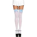 Avidlove Sexy Satin Bow Accent Opaque Thigh Highs Socks Long Stockings