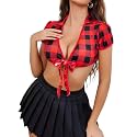 Avidlove Tie Front Crop Top for Women Deep V Neck Shirt Short Sleeve