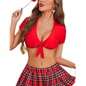 Avidlove Tie Front Crop Top for Women Deep V Neck Shirt Short Sleeve