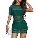 Avidlove Women's Mesh Dress Sheer Lingerie Dresses Mock Neck Party Clubwear