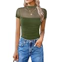 Avidlove Women's Short Sleeve Bodysuit Turtle Neck Body Suits Mesh One Piece Leotard Going Out Tops Date Outfits