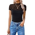 Avidlove Women's Short Sleeve Bodysuit Turtle Neck Body Suits Mesh One Piece Leotard Going Out Tops Date Outfits