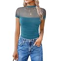 Avidlove Women's Short Sleeve Bodysuit Turtle Neck Body Suits Mesh One Piece Leotard Going Out Tops Date Outfits