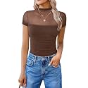 Avidlove Women's Short Sleeve Bodysuit Turtle Neck Body Suits Mesh One Piece Leotard Going Out Tops Date Outfits