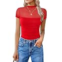 Avidlove Women's Short Sleeve Bodysuit Turtle Neck Body Suits Mesh One Piece Leotard Going Out Tops Date Outfits