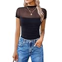 Avidlove Women's Short Sleeve Bodysuit Turtle Neck Body Suits Mesh One Piece Leotard Going Out Tops Date Outfits