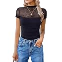 Avidlove Women's Short Sleeve Bodysuit Turtle Neck Body Suits Mesh One Piece Leotard Going Out Tops Date Outfits