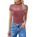 Avidlove Women's Short Sleeve Bodysuit Turtle Neck Body Suits Mesh One Piece Leotard Going Out Tops Date Outfits