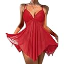 Avidlove Women Lingerie Lace Babydoll V Neck Sexy Sleepwear Strap Chemise