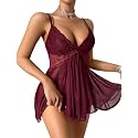 Avidlove Women Lingerie Lace Babydoll V Neck Sexy Sleepwear Strap Chemise